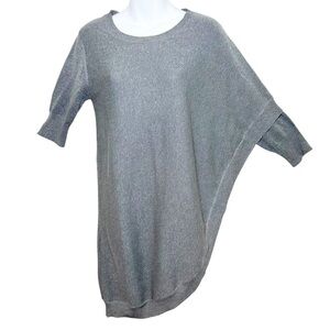 Nicholas K silver metallic asymmetrical sweater poncho size XS linen blend artsy
